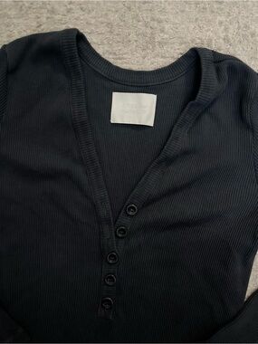 Citizens of Humanity Ribbed Long Sleeve Button Top